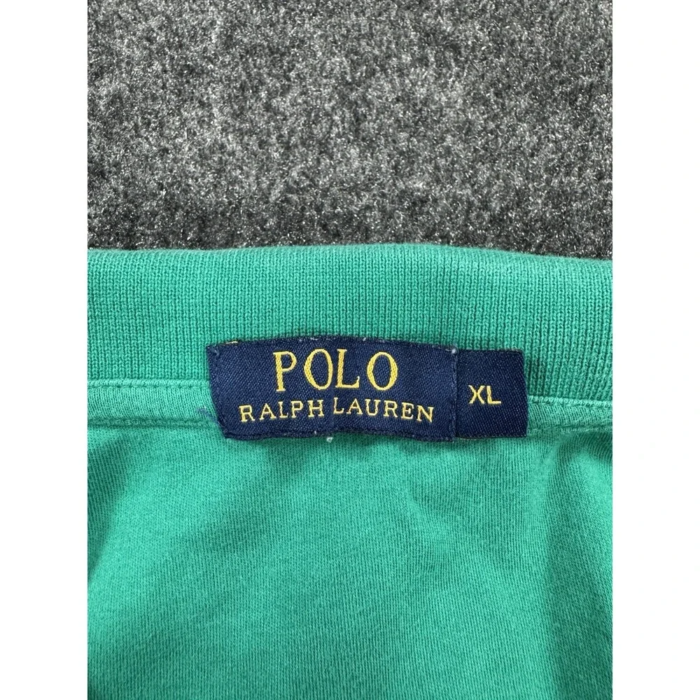 VTG Polo Ralph Lauren Big Pony #3 Polo Shirt Green Youth XL Boys Cotton